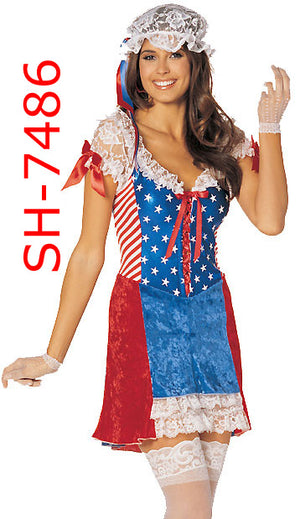 patriotic Betsy Ross costume 2-piece stars and stripes dress 7486