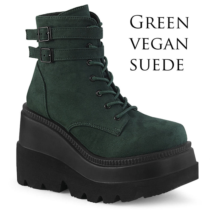 Green Suede Platform Ankle Boot SHAKER-52-GR
