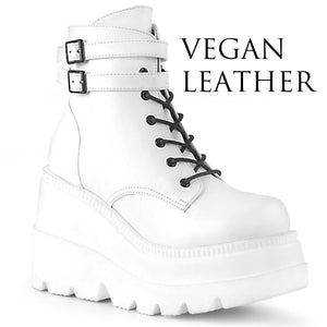 White Vegan Leather Platform Ankle Boot SHAKER-52-WH