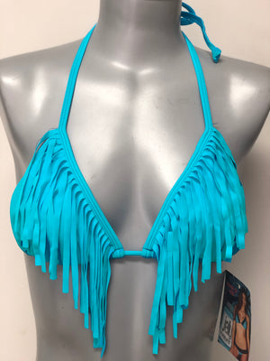 aqua fringe V-front triangle bikini top