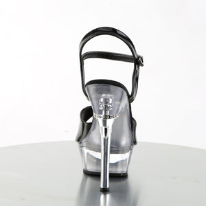 black sandal shoe 5-inch clear platform and stiletto heel Allure-609
