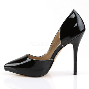 side view Open-sided black pump shoe with 5-inch heel Amuse-22