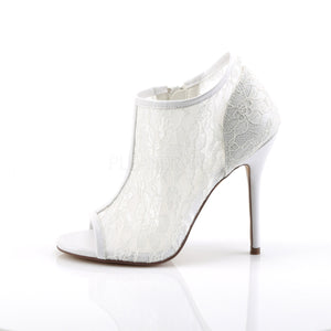white open toe bootie shoe with lace overlay, 5-inch spike heel Amuse-56