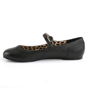 side view of black faux leather Mary Jane ballet flat Anna-02