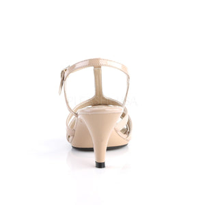 back of nude T-strap sandal shoe with 3-inch heel Belle-322