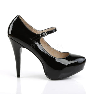 side view of black Mary Jane pump shoes with 5-inch heels Chloe-02
