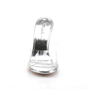 front of Clear slipper shoes with 4.5-inch clear spike heels Clearly-401