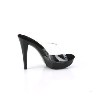 side view clear upper slipper with black 5-inch spike heel Cocktail-501
