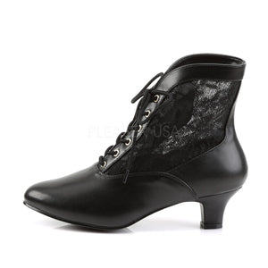 side of black Victorian lace ankle boot with 2-inch heel Dame-05