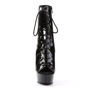 front of patent peep toe, open heel front lace-up ankle boot with 6-inch heel Delight-1016