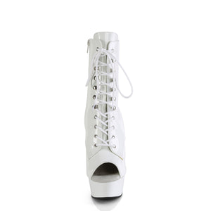 front of white peep toe lace-up front platform ankle boot with 6-inch heel Delight-1021
