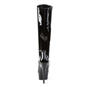 back of black patent knee boots with 6-inch stiletto heel Delight-2000