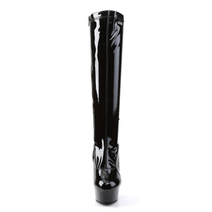 front of black patent knee boots with platform Delight-2000