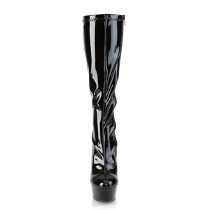 front of knee high platform boots with lace-up back and 6-inch spike heel Delight-2029