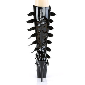 back of black Knee high boots with buckles and 6-inch heel Delight-2049