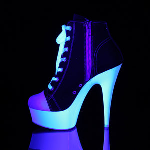 zipper platform lace-up front canvas sneaker 6-inch high heel shoes DELIGHT-600SK-02