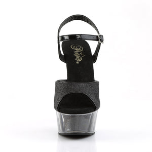 front of 1.75-inch platform ankle strap black glitter sandal high heel shoe Delight-609-5G