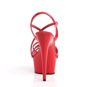back of red ankle strap criss-cross strappy 6-inch high heel shoe Delight-613