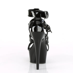 back of strappy cage style sandal with buckle straps, 6-inch heel Delight-658