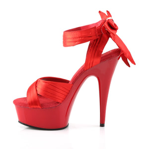 side of red criss-cross pleated straps close back sandal 6-inch high heels shoes with bow Delight-688