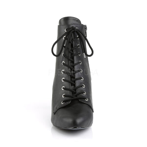 front of black Lace-up front ankle boot with 3-inch heel Divine-1020