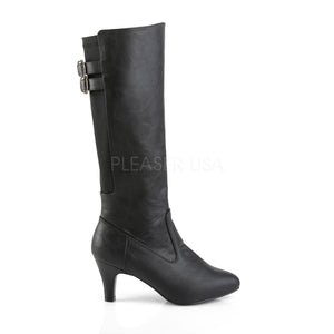 side view of black knee boots with 3-inch heels Divine-2018