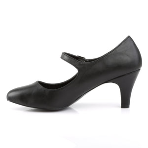 side view of black faux leather Mary Jane shoe 3-inch heel Divine-440