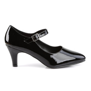 side view of black patent Mary Jane shoe 3-inch heel Divine-440