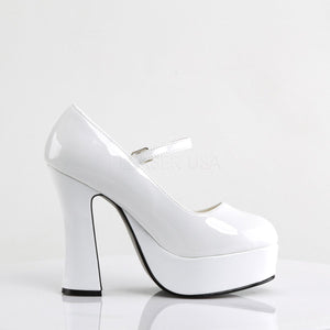 side view of white Mary Jane platform shoes with 5-inch heels Dolly-50