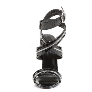 Black Zipper Strap Sandal with 6-inch Heel DOMINA-119