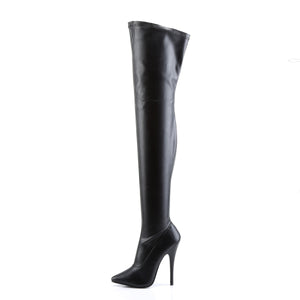 side of faux leather plain thigh high boot with 6-inch stiletto heel Domina-3000