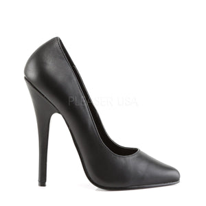 side of black leather Fetish pumps with 6-inch stiletto heels Domina-420