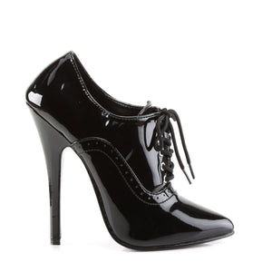 side view of black Lace-up fetish pumps with 6-inch spike heels Domina-460