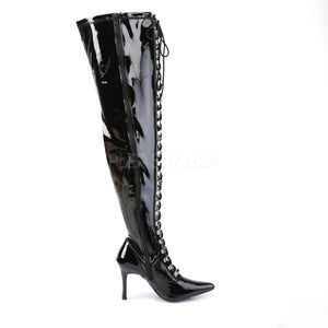 zipper wide lace-up thigh high boots with 4-inch heels Dominatrix-3024X