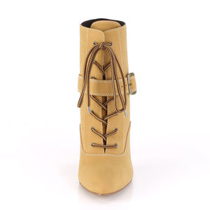 front of tan Lace-up front ankle boot with 4-inch heel Dream-1022
