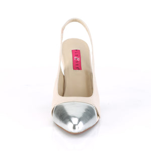 front of beige sling back pump large size high heel shoes 4-inch heel Dream-405