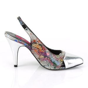 side view multi-color snake print sling back pump large size shoes 4-inch heel Dream-405