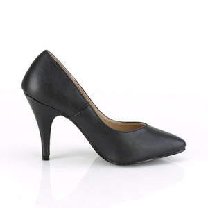side view of black faux leather wide width pump shoes with 4-inch heel Dream-420W