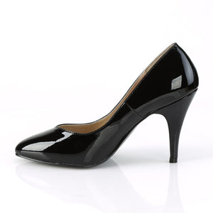 side view of black pointed toe wide width pump shoes with 4-inch heel Dream-420W