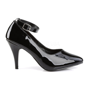 side view of Black ankle strap pump shoe with 4-inch heel Dream-431