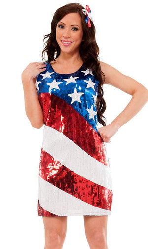 19505 American stars and stripes sequin dress