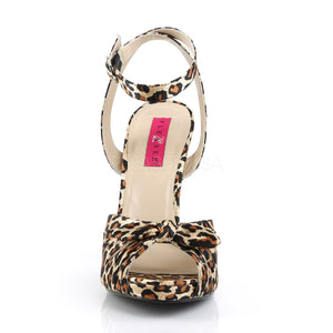 front of cheetah platform ankle strap sandal with bow 5-inch heel Eve-01