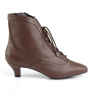 side view of brown lace-up ankle boots with 2-inch heels Fab-1005