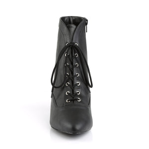 front of black lace-up front ankle boot with no platform Fab-1005