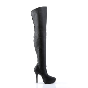 full zipper on lace-up leather thigh high boots with 5-inch heel Indulge-3011