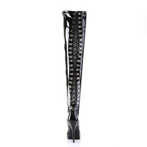 back of back lace-up thigh high boots with 5-inch spike heel Indulge-3063