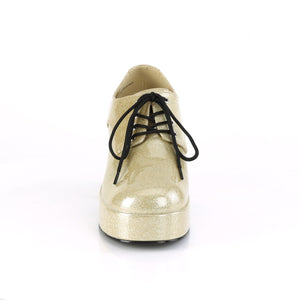 front of gold Men's disco shoes with 3.5-inch block heel Jazz-02G