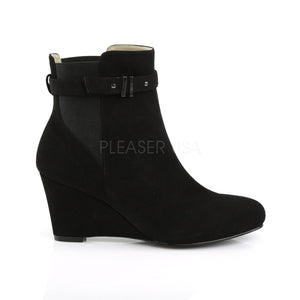 side of black ankle boot with 3-inch wedge heel Kimberly-102