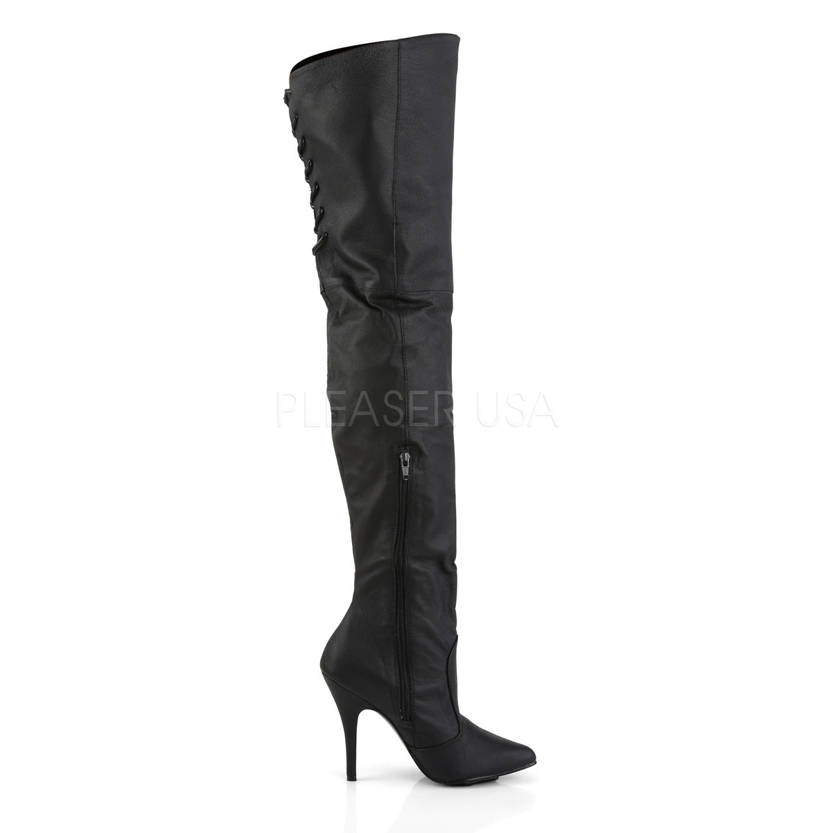Leather Thigh High Boots, 5-inch Heel, Black, Red, White LEGEND-8899 ...
