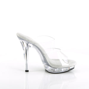 side view of clear platform slide with double vamp and 5-inch stiletto heel Lip-102